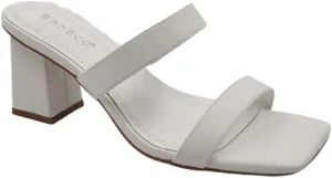 Women Square Toe Double Band Low Block Heel Sandals By Bamoo