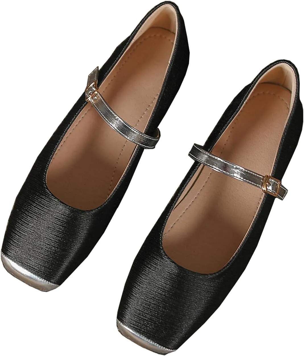 Women Square Toe Mary Jane Flats Shoes Ankle Strap Comfortable Flats Shoes