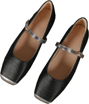 Women Square Toe Mary Jane Flats Shoes Ankle Strap Comfortable Flats Shoes