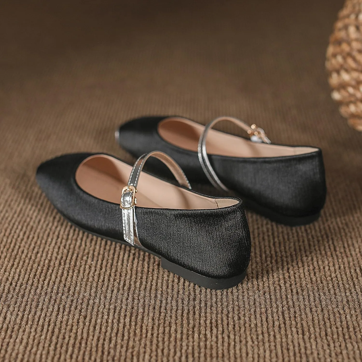Women Square Toe Mary Jane Flats Shoes Ankle Strap Comfortable Flats Shoes
