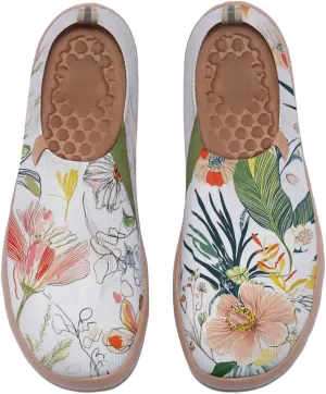 Women Vintage Floral Slip On Travel Shoes Ultra Lightweight Comfort Loafers Summer Breathable Walking Footwear