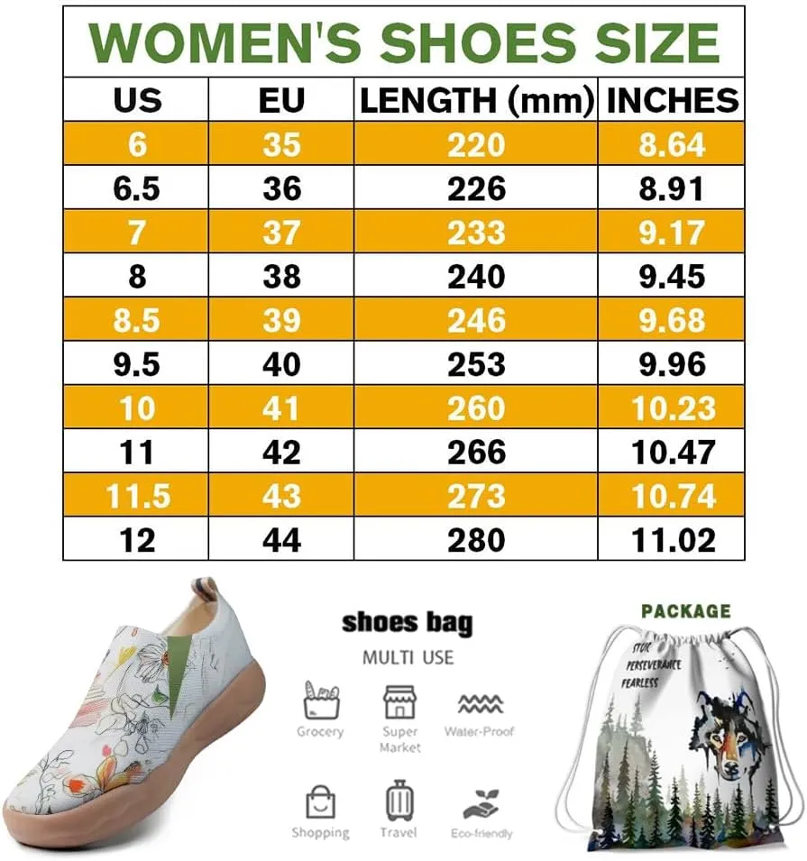 Women Vintage Floral Slip On Travel Shoes Ultra Lightweight Comfort Loafers Summer Breathable Walking Footwear