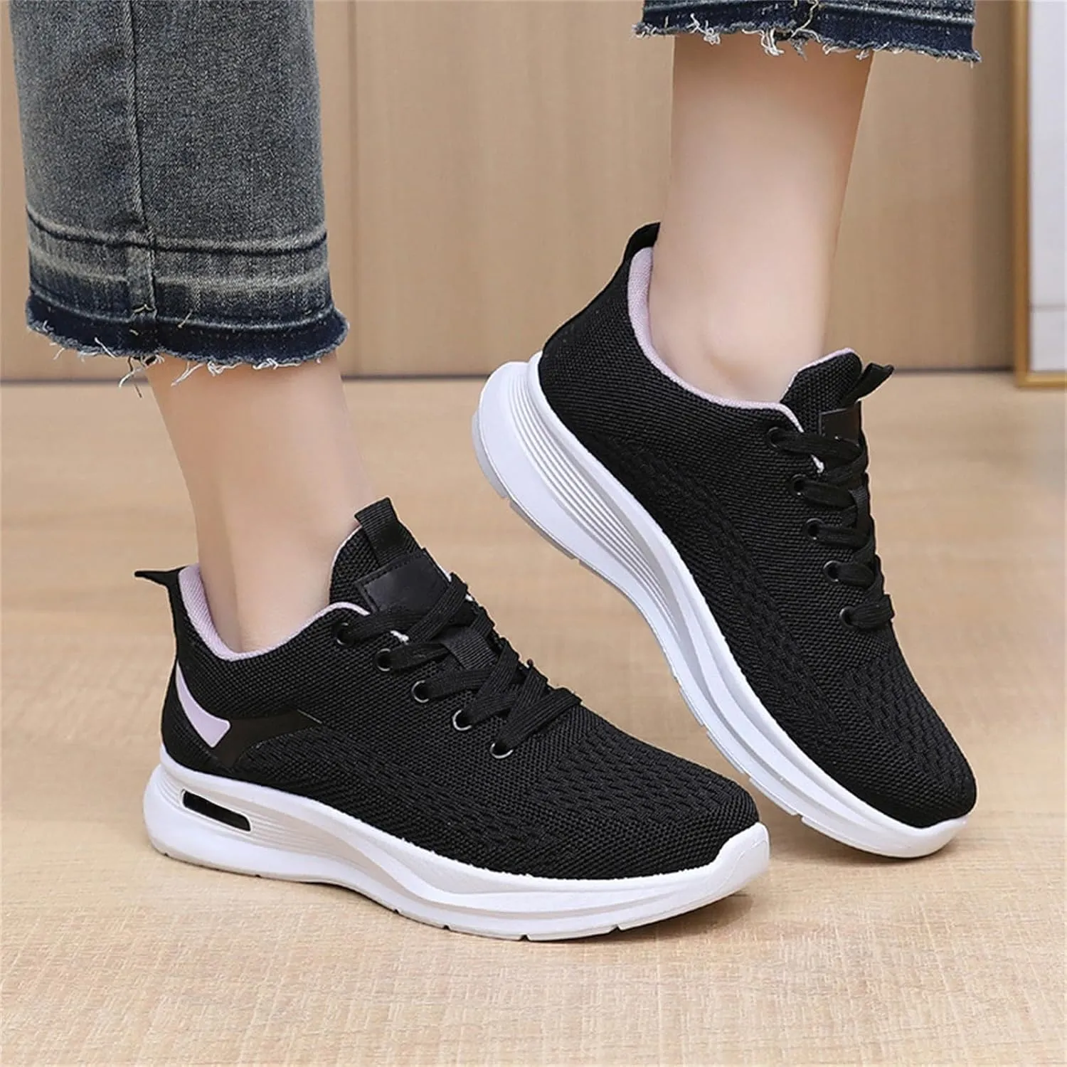 Women Walking Shoes Ladies Running Sneakers Breathable Mesh Sports Shoes Casual Lightweight Gym Lace up Sneakers