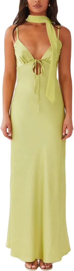 Women Y2K Floral Long Cami Dress Backless Slip Bodycon Dress Sexy Spaghetti Strap Maxi Dresses Summer Beachwear