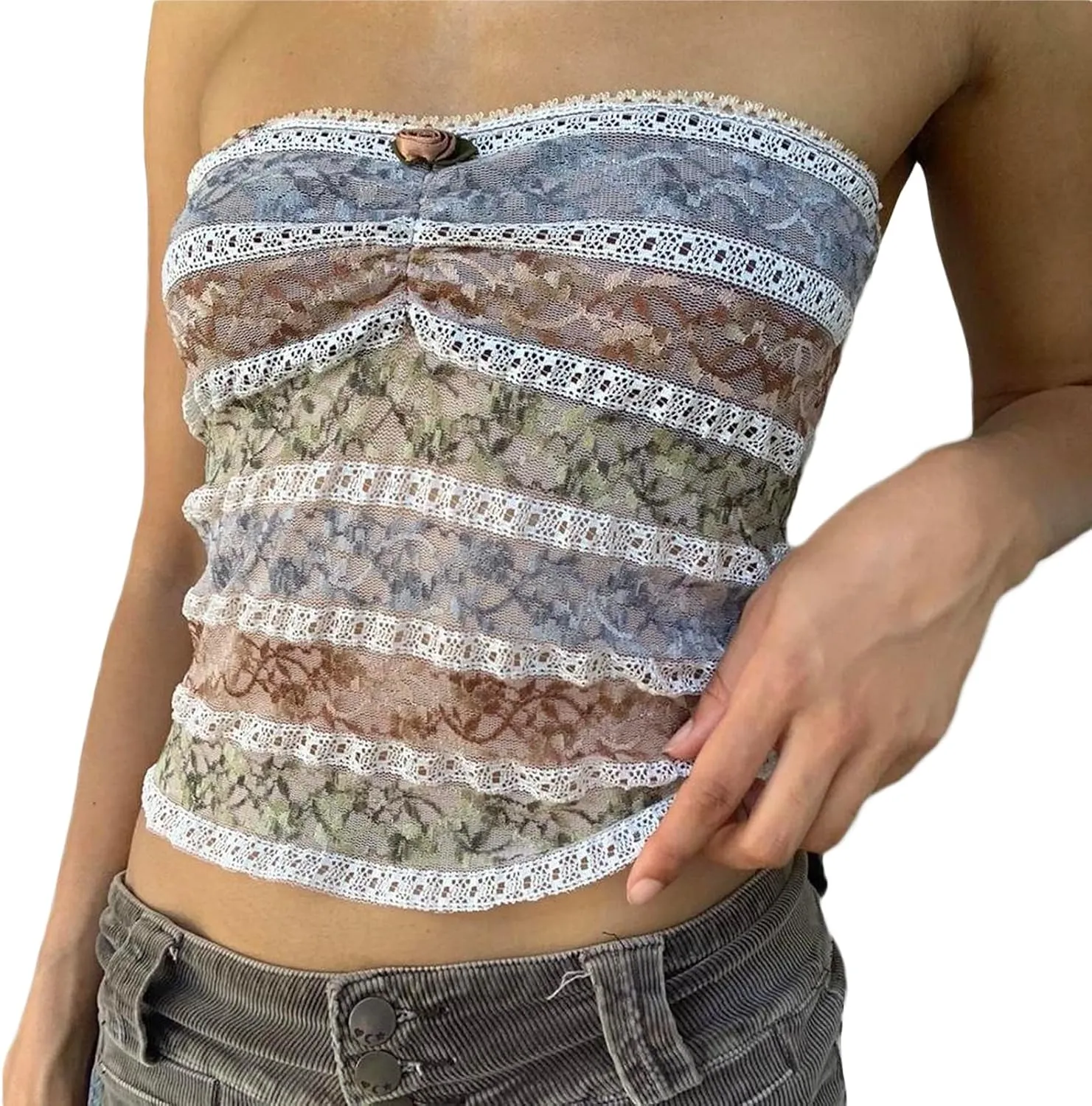 Women Y2k Tube Top Strapless Backless Bandeau Going Out Crop Top Aesthetic
