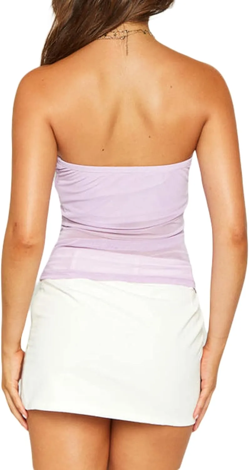 Women Y2k Tube Top Strapless Backless Bandeau Going Out Crop Top Aesthetic