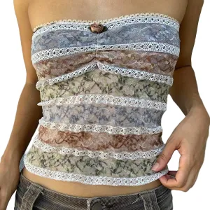 Women Y2k Tube Top Strapless Backless Bandeau Going Out Crop Top Aesthetic