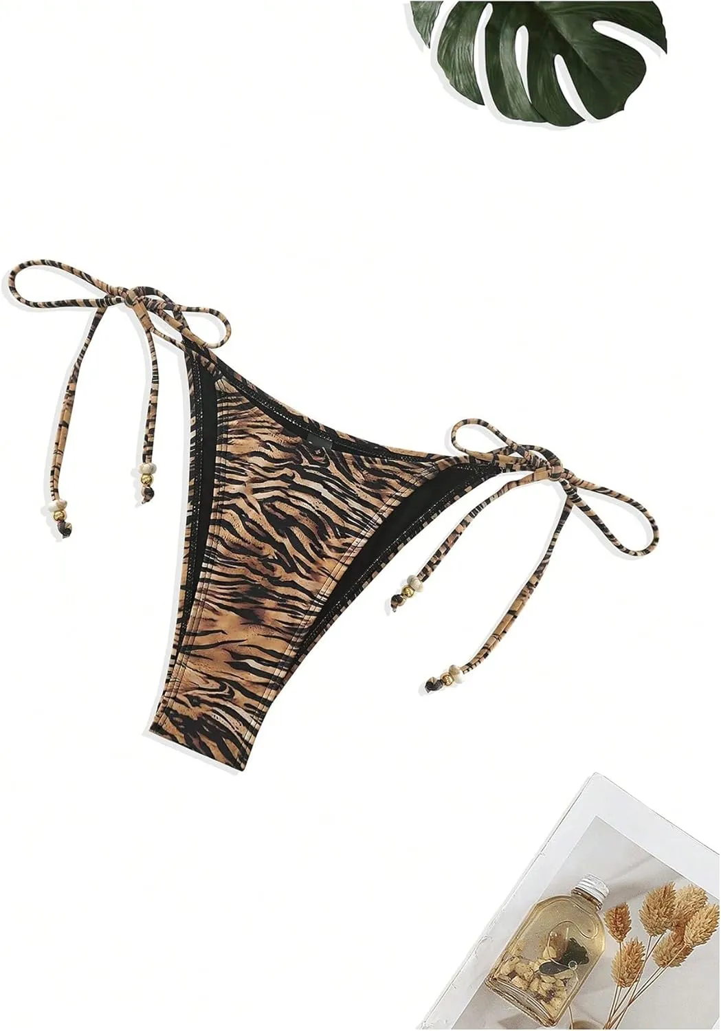 Women's 2 Pieces Zebra Striped Bikini Set Halter Triangle Swimsuit Y2K Tie Side Bathing Suit