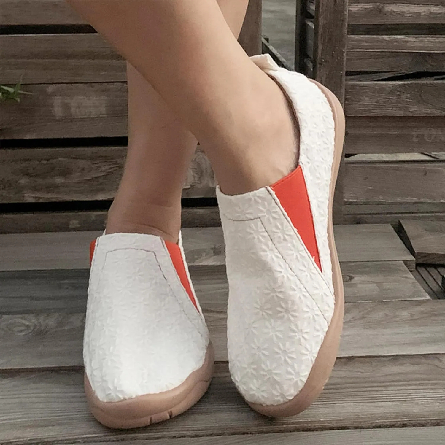 Women's Art Painted Casual Loafers, Extra Wide Slip-on Diabetic Shoes for Women, Comfortable Canvas Arch Support Walking Shoes