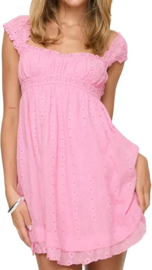 Women's Babydoll Mini Dress Floral Embroidery Summer Sleeveless Loose A Line Flowy Short Sundress for Beach Club Party