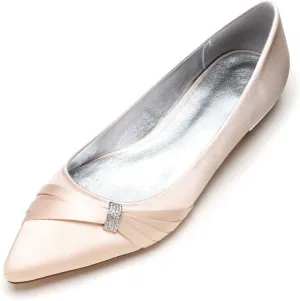 Womens Ballet Flat Shoes Pointed Toe Rhinestone Low Heels Bridal Shoes Ballerina Flats