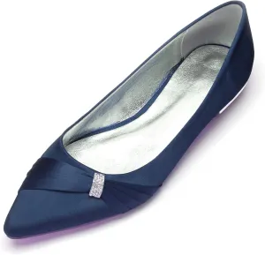 Womens Ballet Flat Shoes Pointed Toe Rhinestone Low Heels Bridal Shoes Ballerina Flats