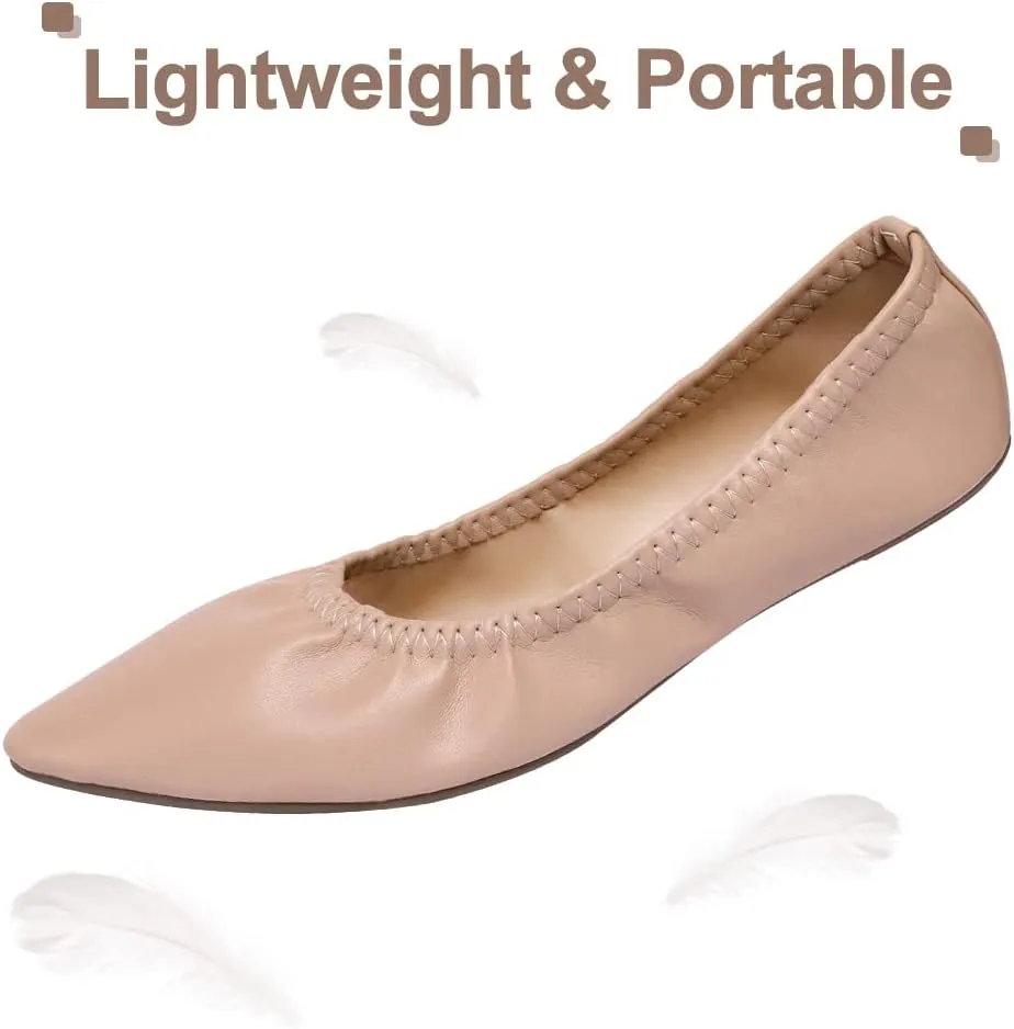 Women's Ballet Flat Slip On Flats - Classic Casual Dress Shoes, Foldable Portable Travel Ballet Walking Shoes