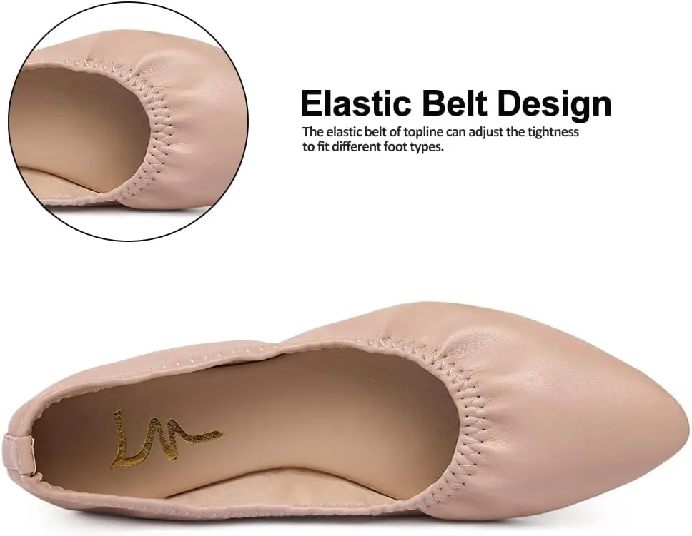Women's Ballet Flat Slip On Flats - Classic Casual Dress Shoes, Foldable Portable Travel Ballet Walking Shoes