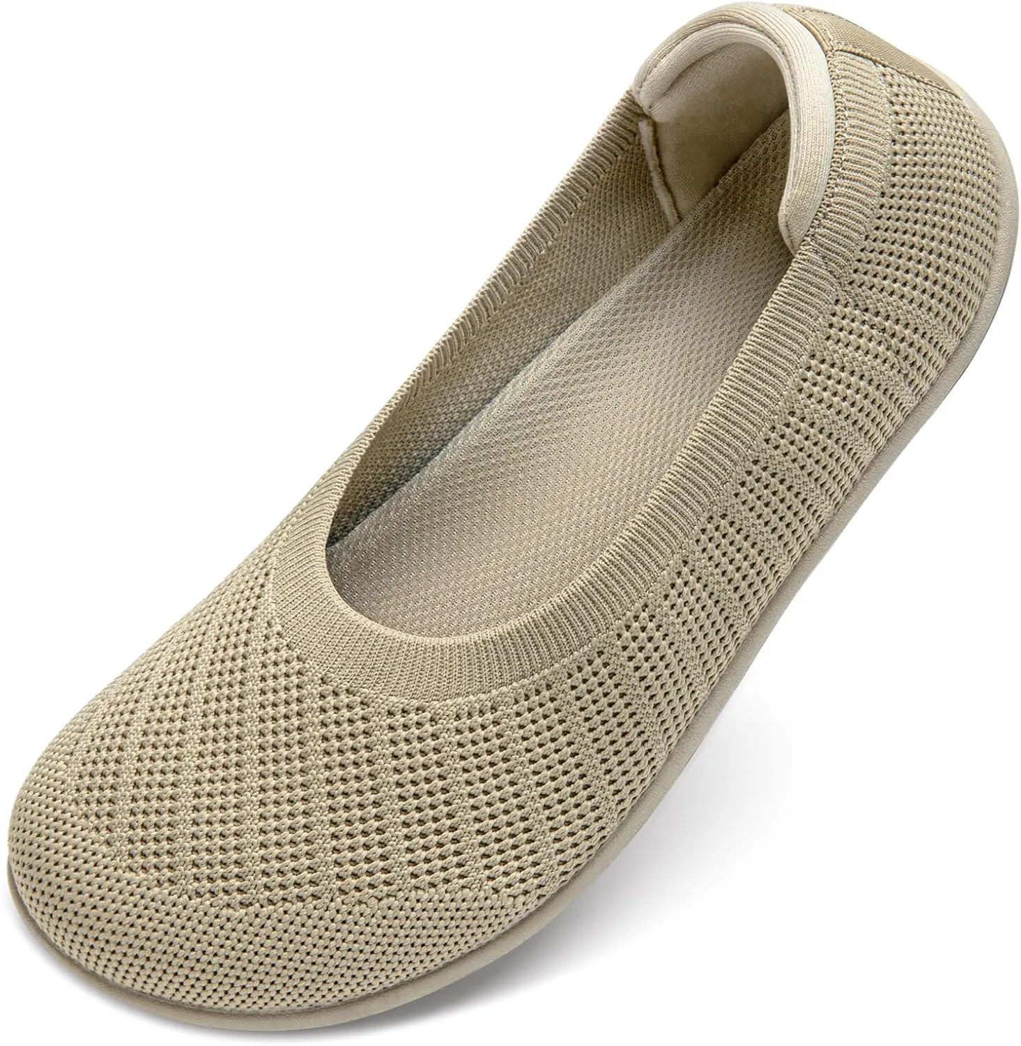 Women's Ballet Flats Wide Toe Box Barefoot Dress Shoes Knit Flat Comfortable Casual Walking Shoe Minimalist Zero Drop Slip On