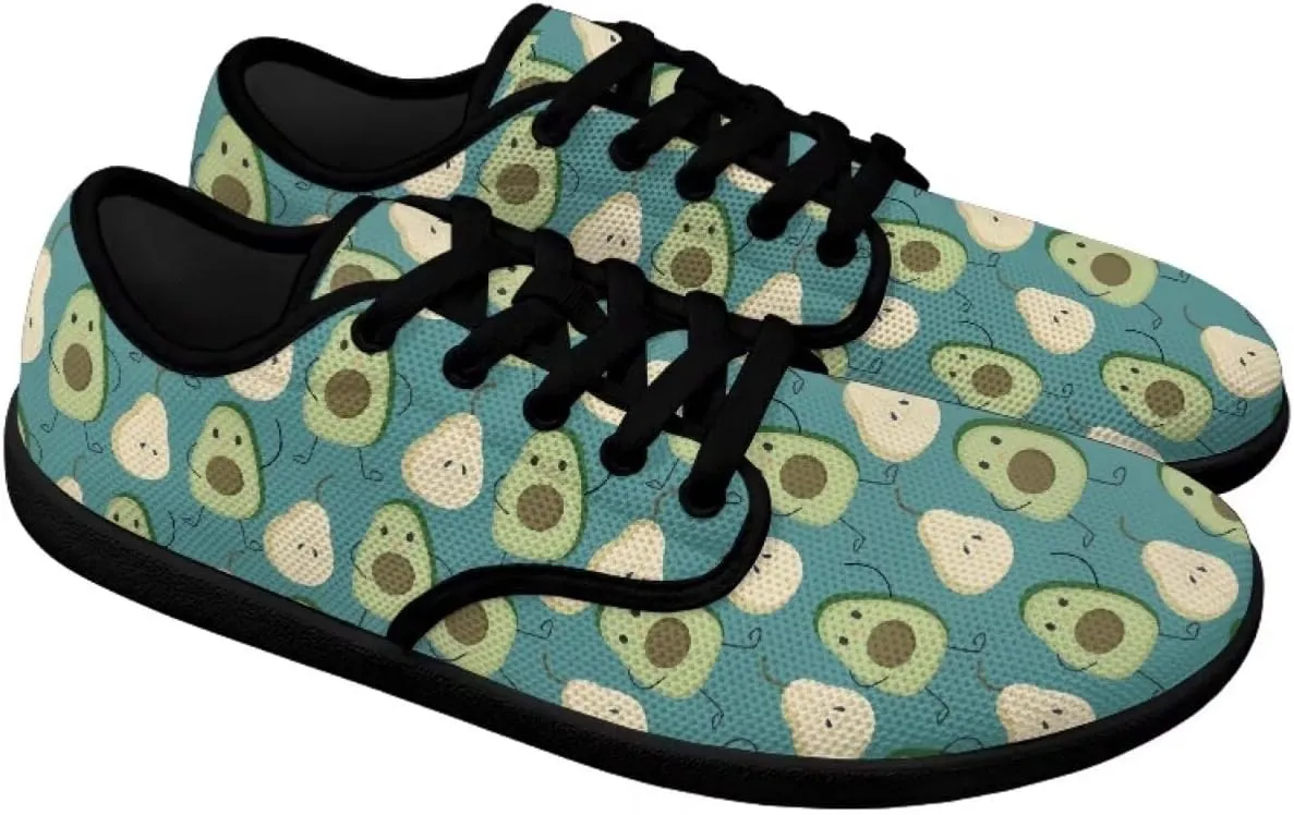 Womens Barefoot Shoes Lace Up Wide Toe Jogging Casual Sneakers Fruit Print