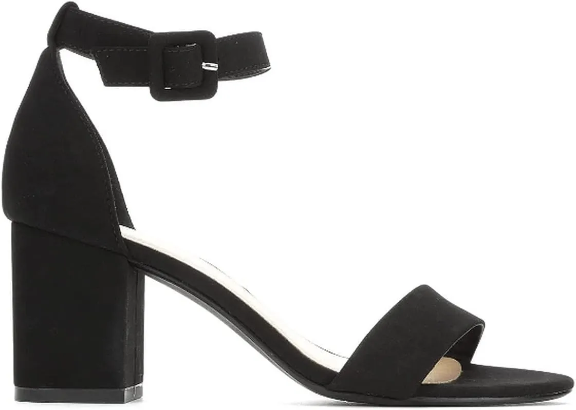 Womens Block Heel Open Toe Ankle Strap Heeled Sandals Low Heel Cake By City Classified Black 7.5