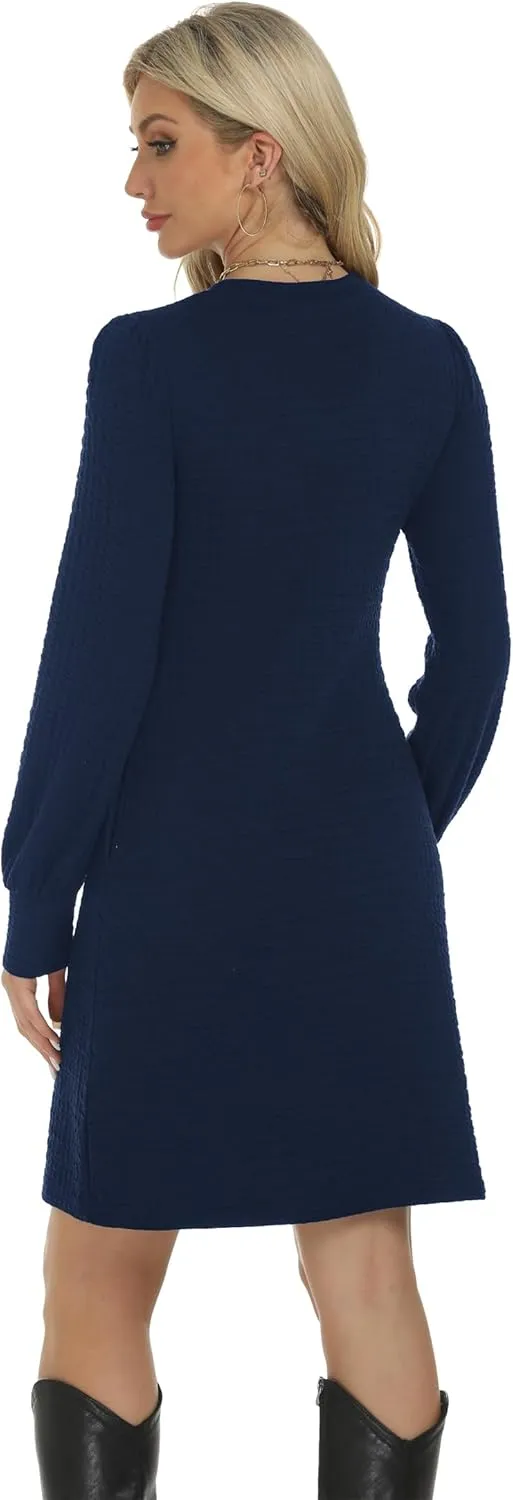 Womens Casual Dresses Long Sleeve Sexy Wrap V Neck Mini Dress with Pockets Winter Fall Spring Trendy Outfit