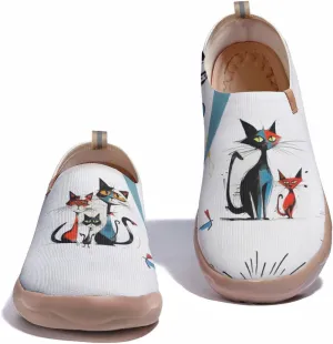 Women's Casual Sneakers Lightweight Walking Slip On Shoes Art Painted Knitted Travel Loafers