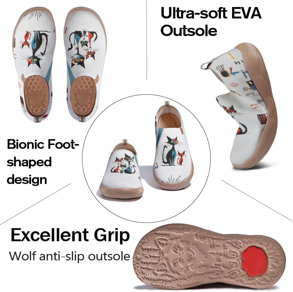 Women's Casual Sneakers Lightweight Walking Slip On Shoes Art Painted Knitted Travel Loafers