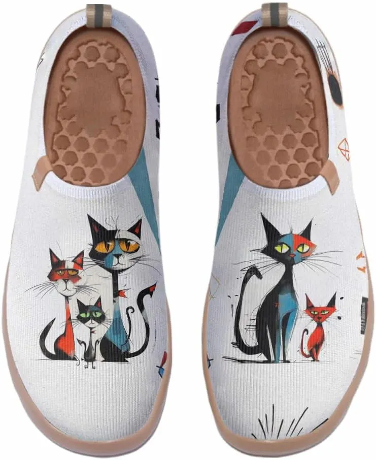 Women's Casual Sneakers Lightweight Walking Slip On Shoes Art Painted Knitted Travel Loafers