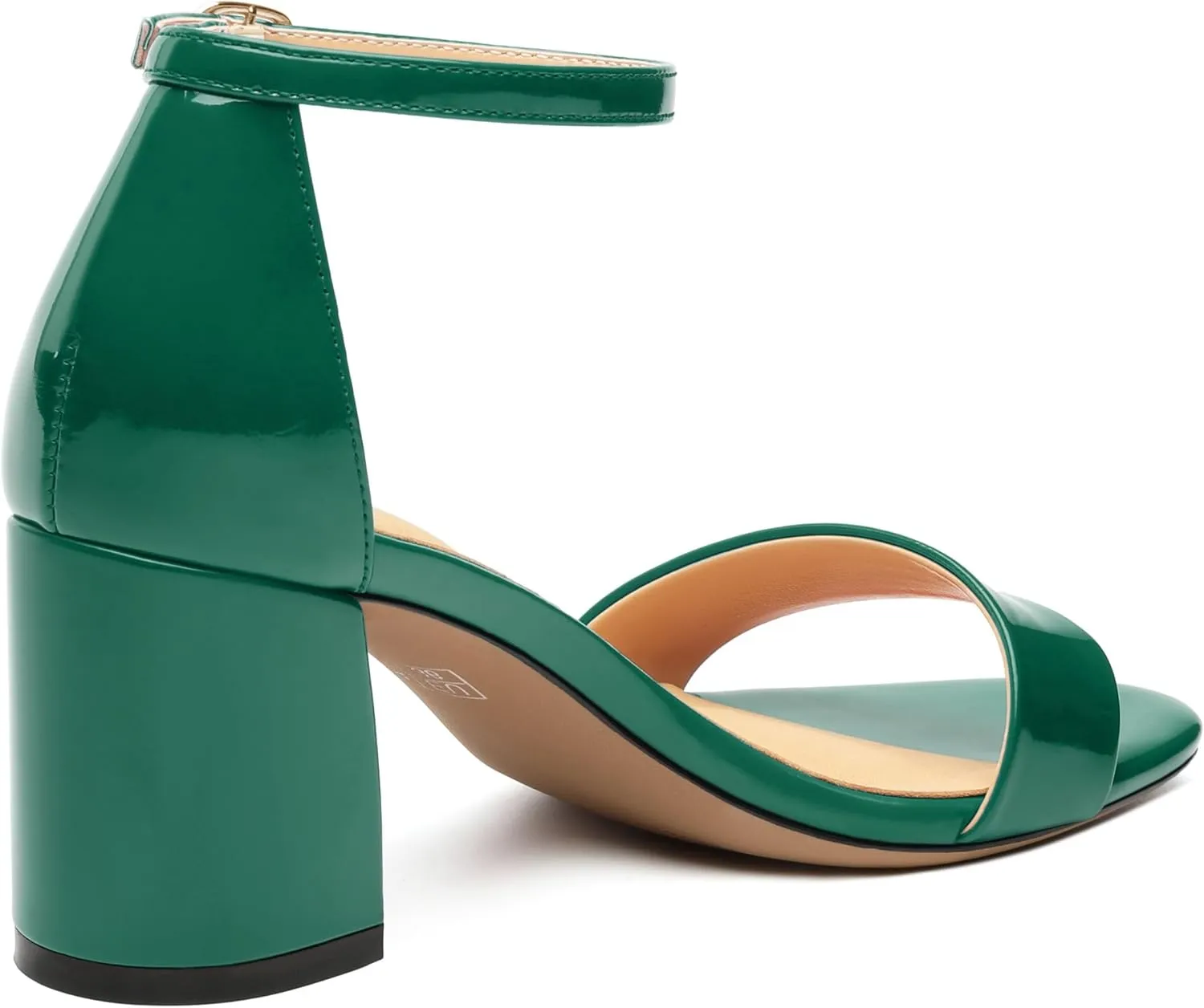 Women's Chunky Block Round Open Toe Ankle Heeled Sandals Strappy Patent Sandals leather lining Comfortable Wedding Party Dressy Low Shoes 2.5IN