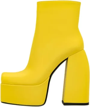 Women's Chunky Platform Boots - Black, All-Season, Ankle-High, Pull-On, Faux Leather, Casual, SMBT22001