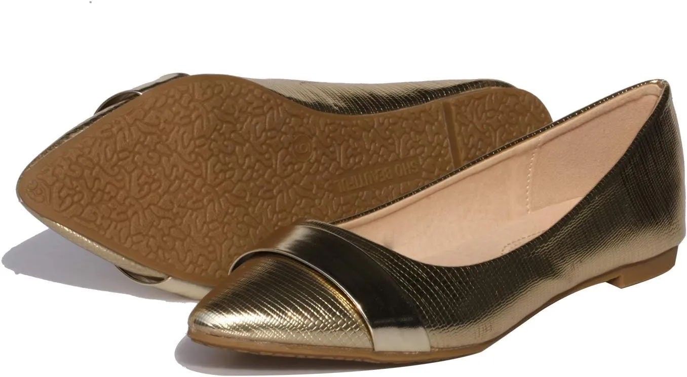 Women's Classic Pointy Toe Boat Slip on Ballet Flats Patent Leather