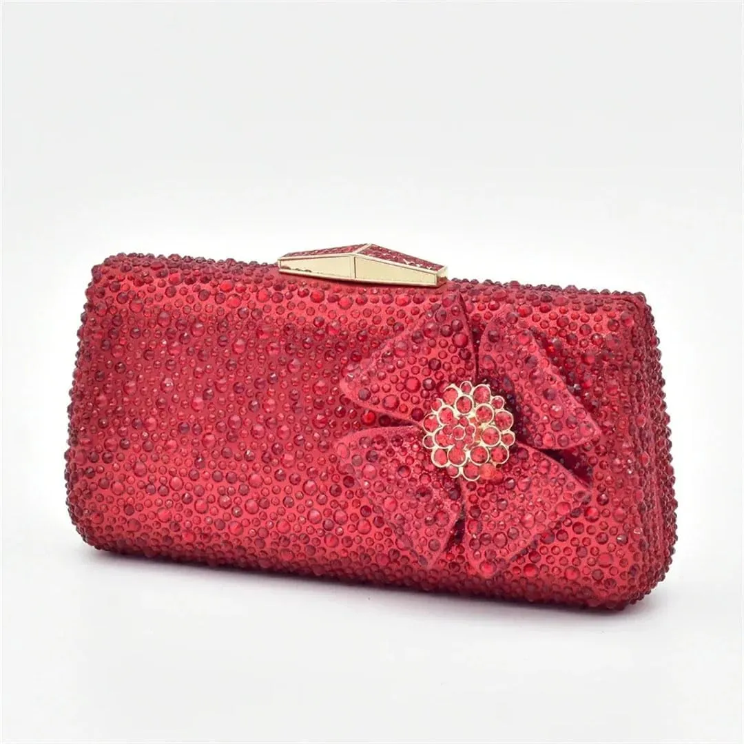 Women's Elegant Italian Floral Shoe and Bag Set with Low Square Heel Slip-On Closure Round Toe Party Pumps