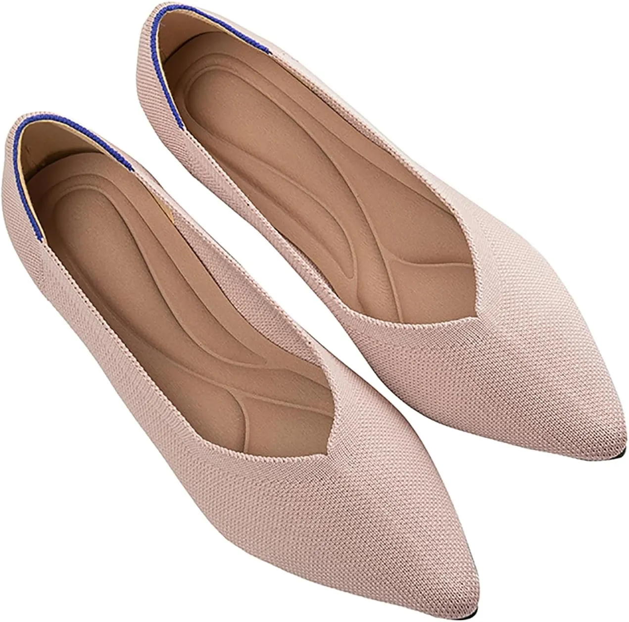 Women's Flats Shoes Pointed Toe Knit Ballet Comfortable Dressy Slip On Flat Classic Ballet Office Work Shoes