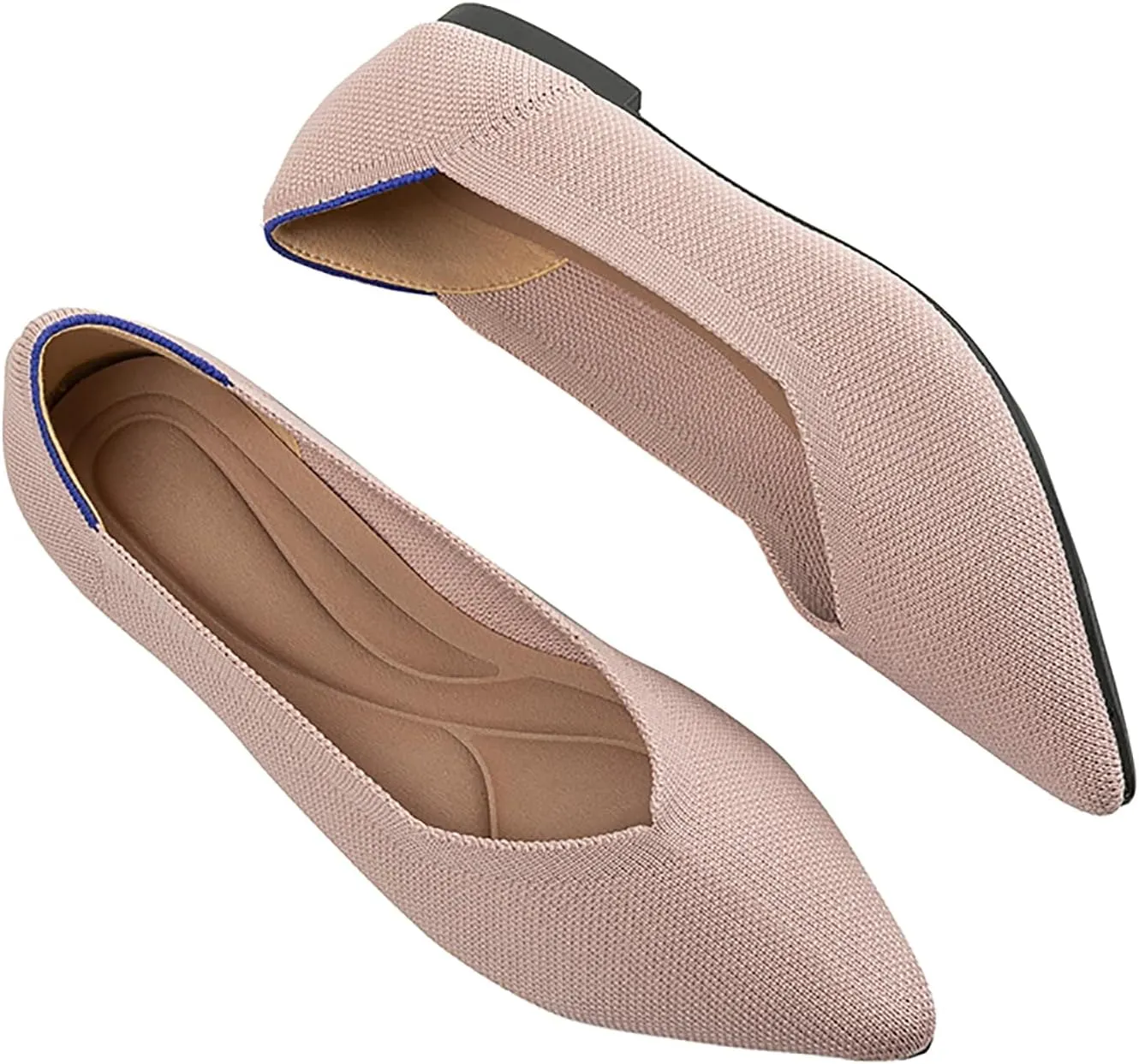 Women's Flats Shoes Pointed Toe Knit Ballet Comfortable Dressy Slip On Flat Classic Ballet Office Work Shoes
