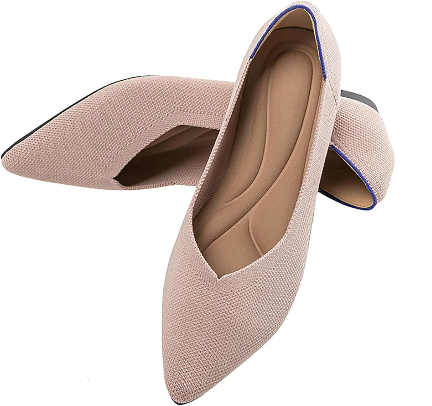 Women's Flats Shoes Pointed Toe Knit Ballet Comfortable Dressy Slip On Flat Classic Ballet Office Work Shoes