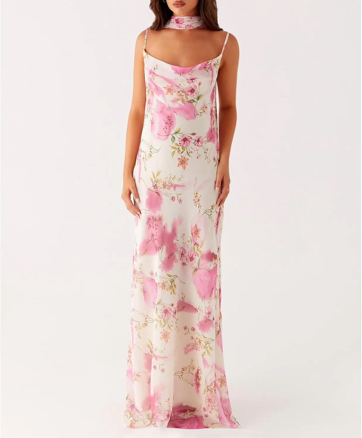 Womens Floral Spaghetti Strap Maxi Dress Y2k Backless Sleeveless Tube Dresses Sexy Vacation Going Out Beachwear