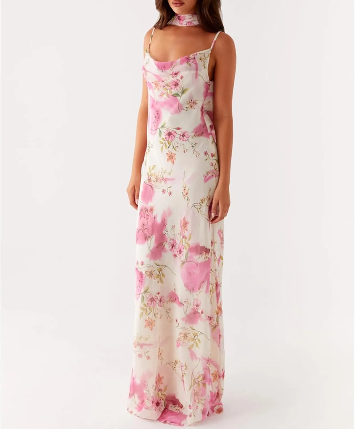 Womens Floral Spaghetti Strap Maxi Dress Y2k Backless Sleeveless Tube Dresses Sexy Vacation Going Out Beachwear