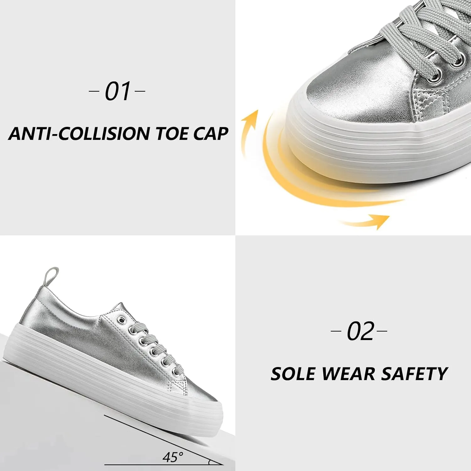 Women's High Platform Fashion Sneakers, White, Breathable, Lace Up, Tennis Shoes, Comfortable, Casual
