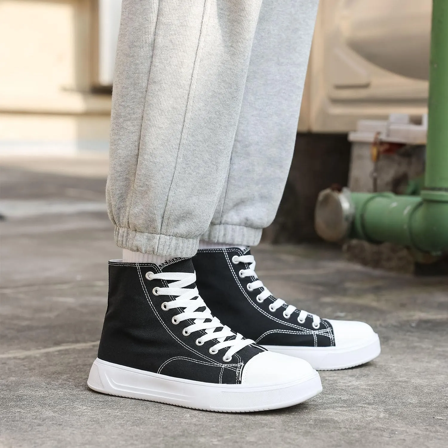 Womens High Top Heightened Sole Sneakers Platform Canvas Shoes Casual Lace Up Walking Shoes