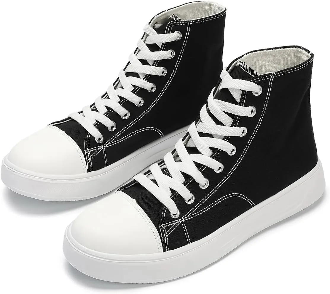 Womens High Top Heightened Sole Sneakers Platform Canvas Shoes Casual Lace Up Walking Shoes