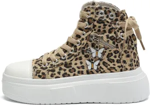 Womens High Top Sneakers Platform Metal Zipper Canvas Shoes Casual Lace up Sneakers