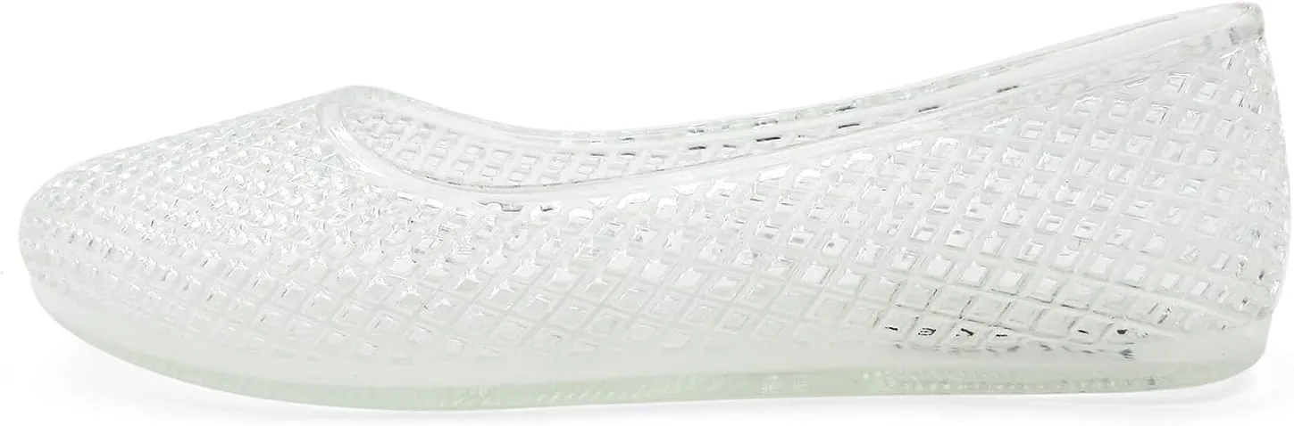 Women's Jelly Mesh Ballet Flats Clear Hollow Slip On Flat Sandals Casual Round Toe Balleria Flat Shoes