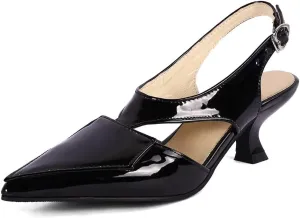 Women's JS138 Buckle Low Top Comfort Pu Low Kitten Heeled Sandals