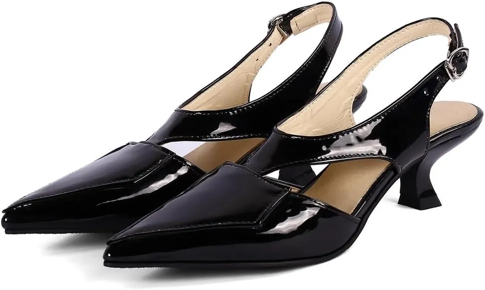 Women's JS138 Buckle Low Top Comfort Pu Low Kitten Heeled Sandals