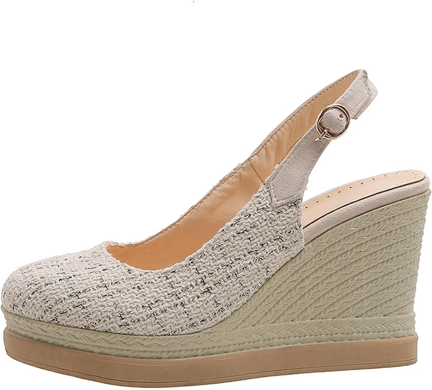 Women's JS172 Low Top Checkered Slip Resistant Fabric High Wedge Heeled Sandals