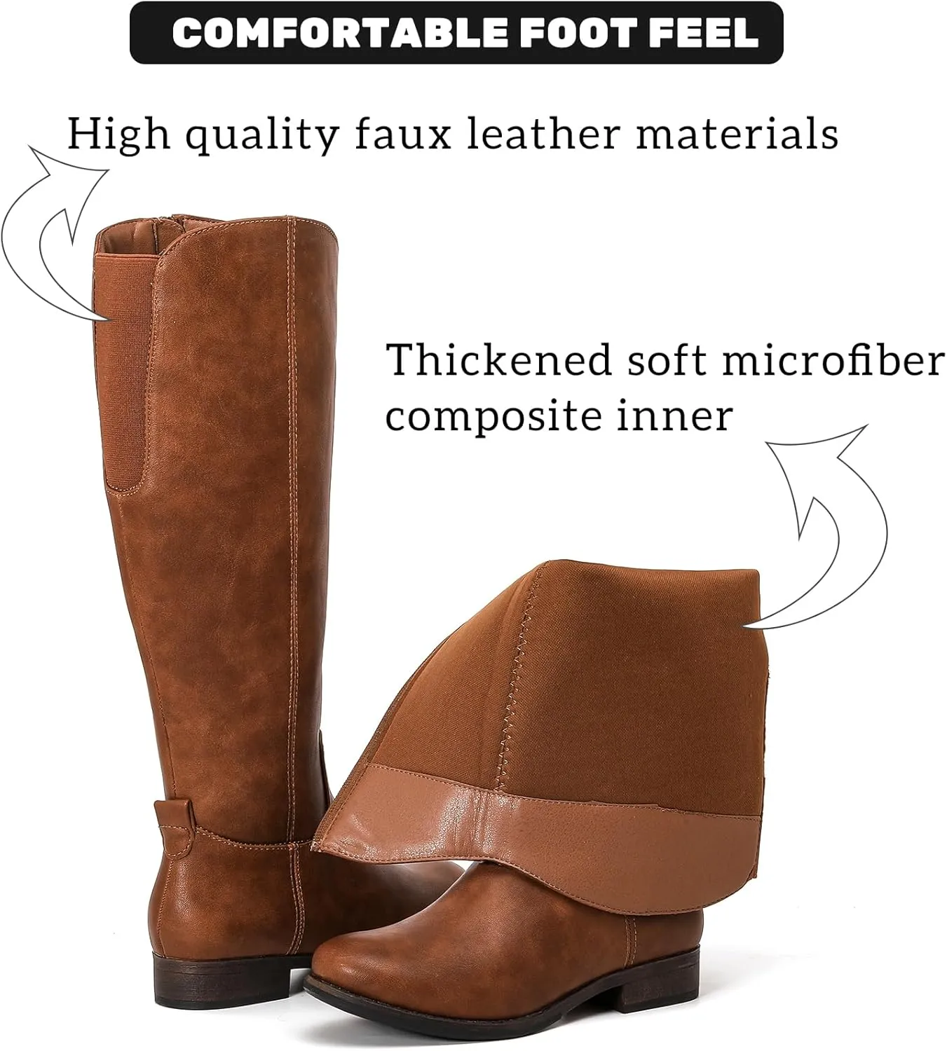 Women's Knee High Boots - Stylish and Comfortable Round Toe Tall Riding Combat Boots with Side Zipper Closure for Fall and Winter Wear for Women.
