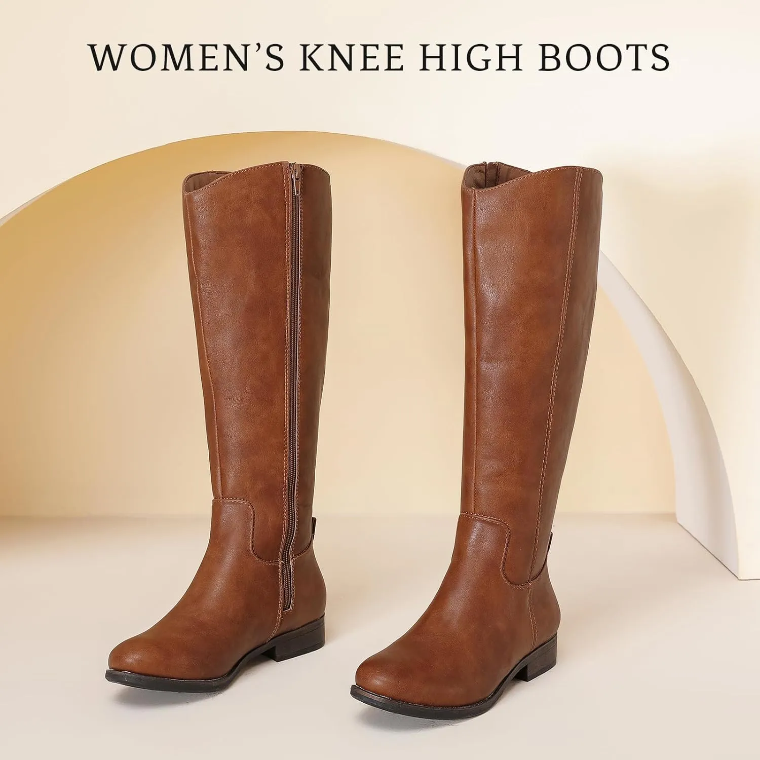 Women's Knee High Boots - Stylish and Comfortable Round Toe Tall Riding Combat Boots with Side Zipper Closure for Fall and Winter Wear for Women.