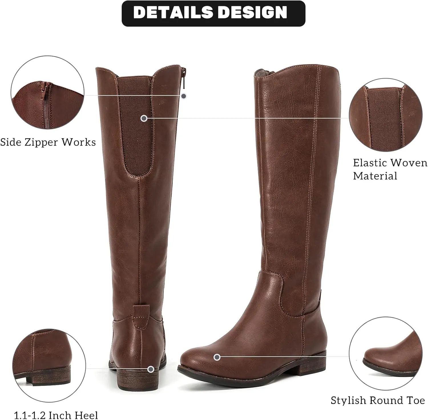 Women's Knee High Boots Stylish Comfort Round Toe Tall Riding Combat Boot Classic Fashion Fall Winter Boots for Women.
