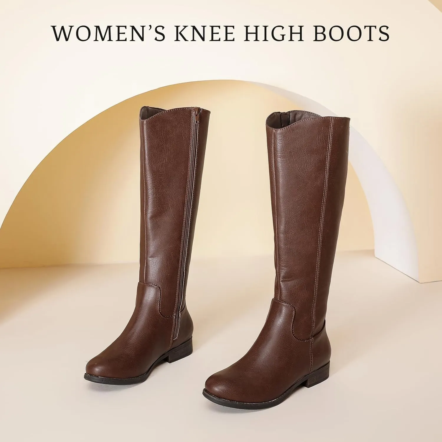 Women's Knee High Boots Stylish Comfort Round Toe Tall Riding Combat Boot Classic Fashion Fall Winter Boots for Women.