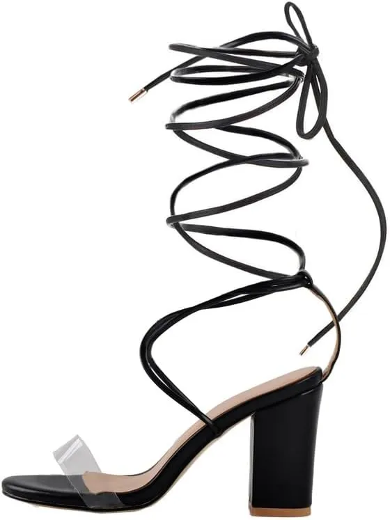 Women's Lace Up Chunky Low Heel Gladiator Sandals
