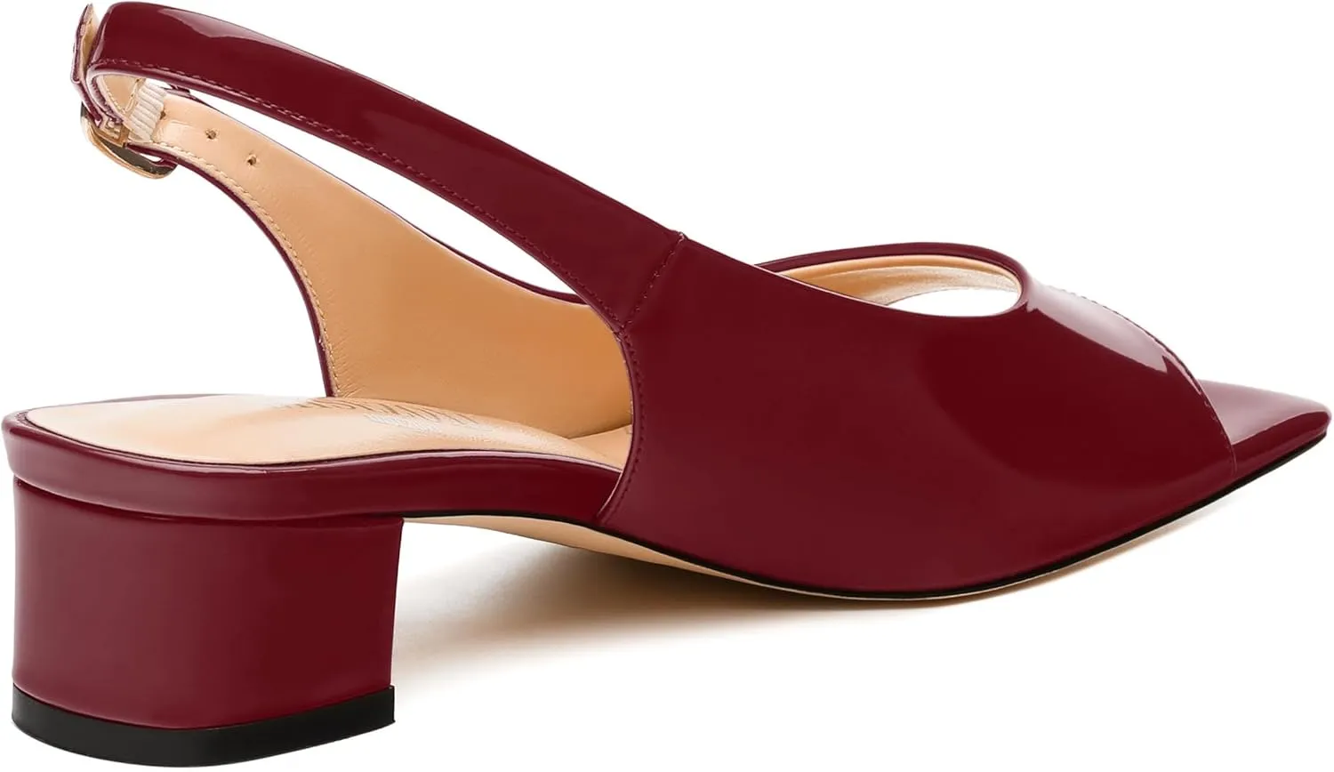 Womens Low Heel Slingbacks, Square Peep Toe Block Heel Sandals for Women, Comfort Heeled Casual Shoes