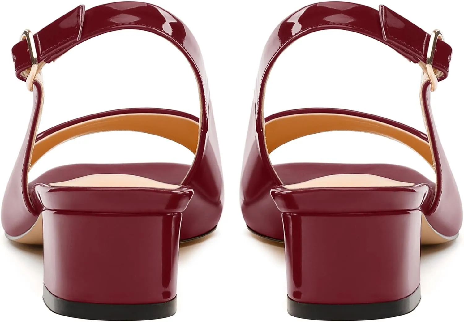 Womens Low Heel Slingbacks, Square Peep Toe Block Heel Sandals for Women, Comfort Heeled Casual Shoes