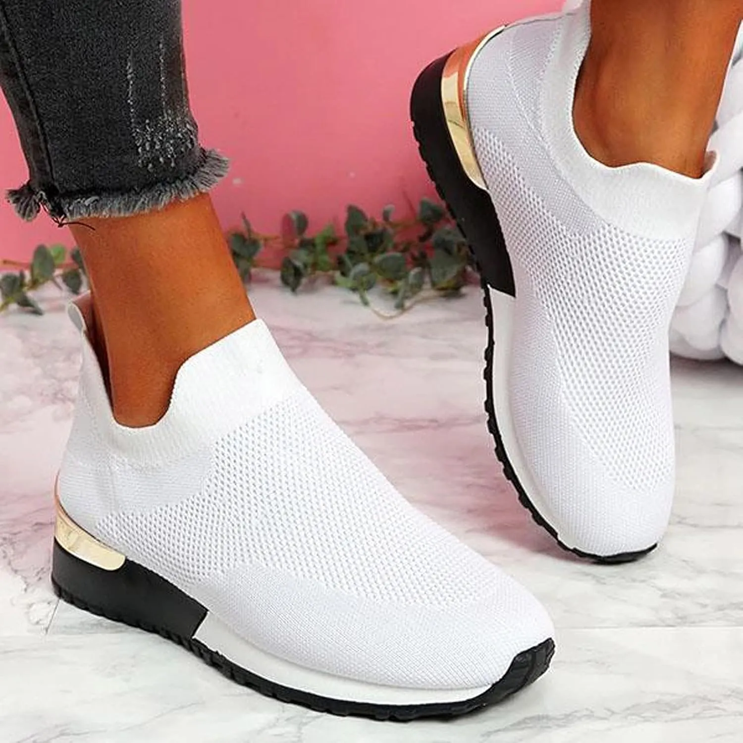 Womens Non Slip Work Shoes Slip On Water Resistant Walking Shoes Women Wide Width Men's Casual Dress Shoes Fashion Sneakers Brown Tennis Shoe Loafers Casual Slip On